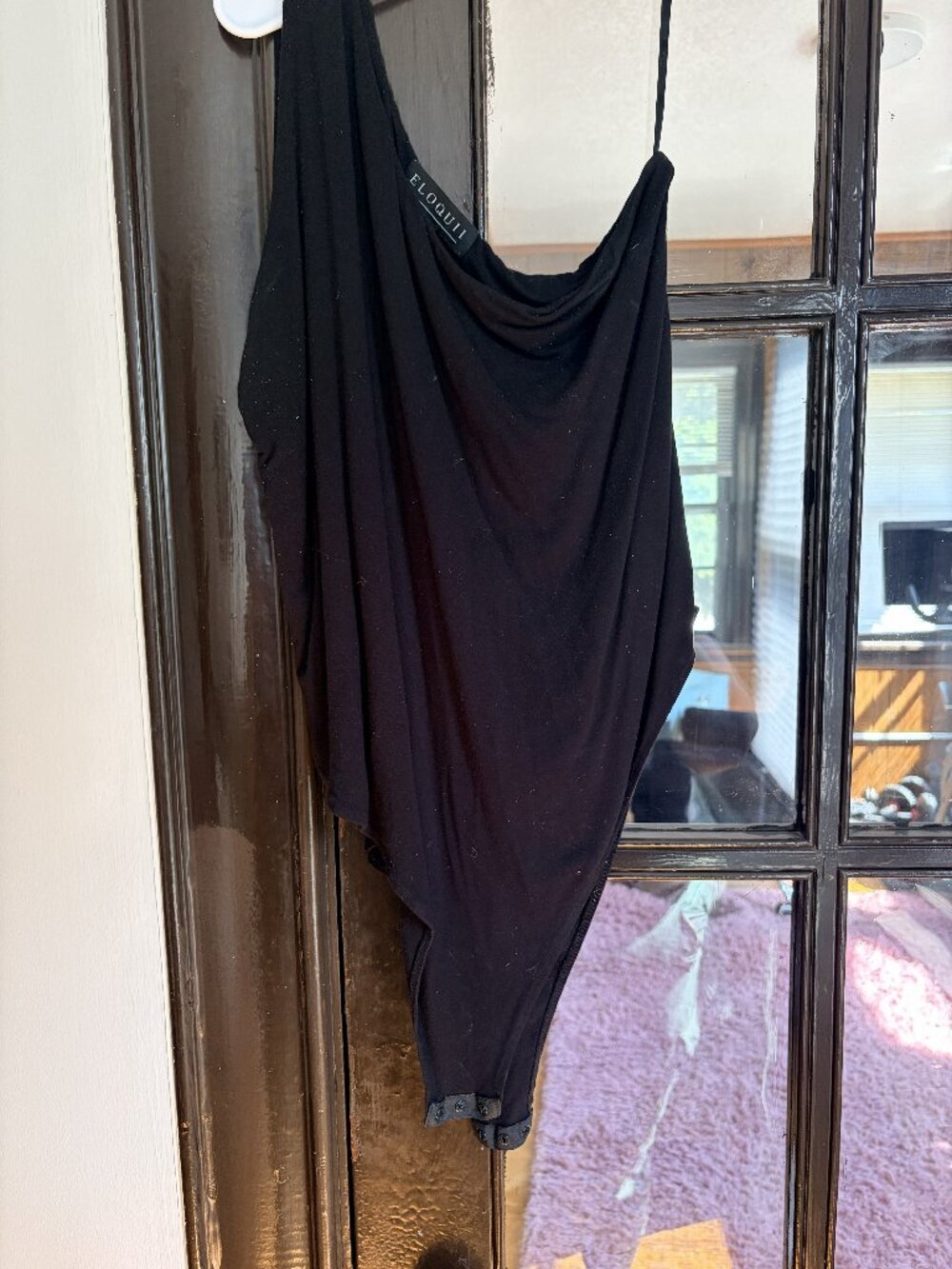 ELOQUII Black One Shoulder Bodysuit Size 14/16
